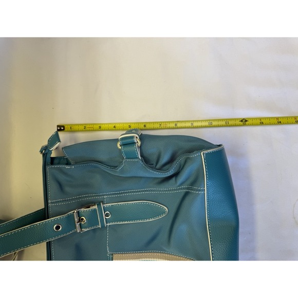 Kenneth Cole Reaction Teal & Stripped Handbag / Shoulder Bag Purse - Picture 10 of 10